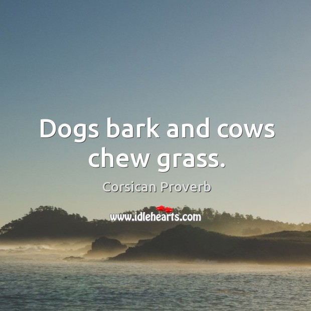Dogs bark and cows chew grass. Corsican Proverbs Image
