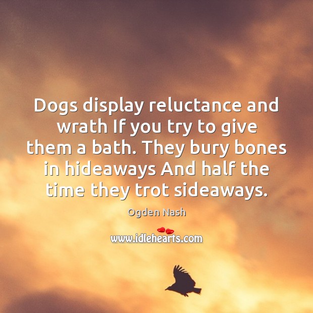 Dogs display reluctance and wrath If you try to give them a Ogden Nash Picture Quote