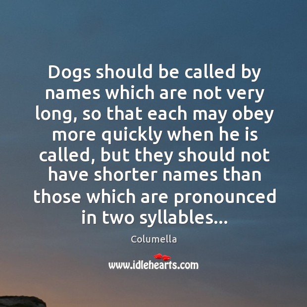 Dogs should be called by names which are not very long, so Columella Picture Quote