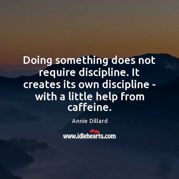 Doing something does not require discipline. It creates its own discipline – Annie Dillard Picture Quote