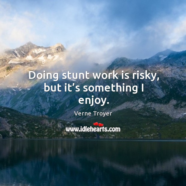 Doing stunt work is risky, but it’s something I enjoy. Verne Troyer Picture Quote