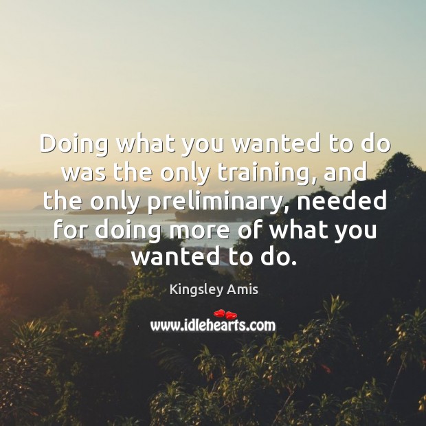 Doing what you wanted to do was the only training, and the Kingsley Amis Picture Quote