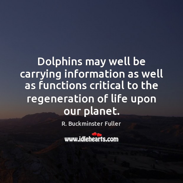 Dolphins may well be carrying information as well as functions critical to R. Buckminster Fuller Picture Quote