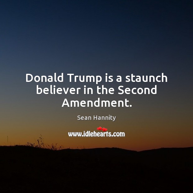 Donald Trump is a staunch believer in the Second Amendment. Sean Hannity Picture Quote