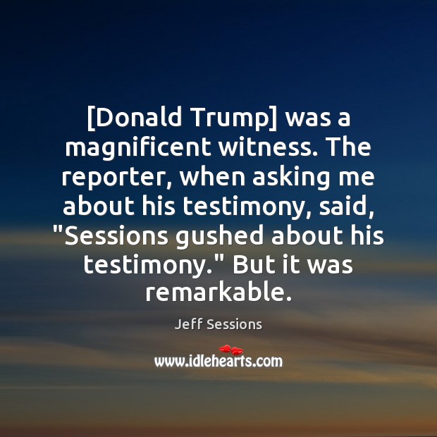 [Donald Trump] was a magnificent witness. The reporter, when asking me about Image