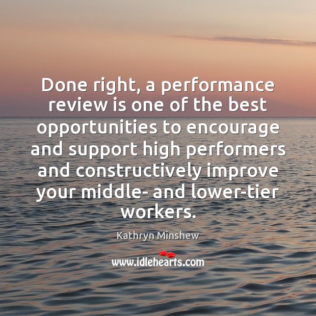 Done right, a performance review is one of the best opportunities to Kathryn Minshew Picture Quote