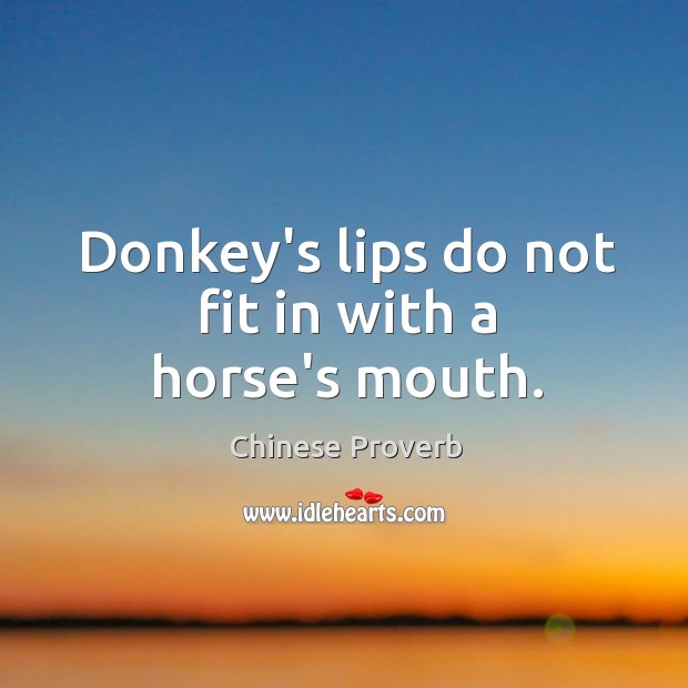 Donkey’s lips do not fit in with a horse’s mouth. Image