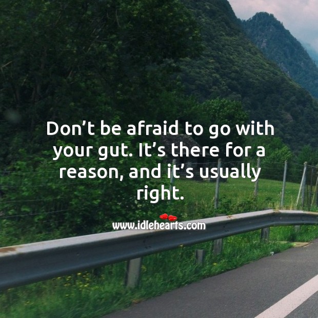 Don’t be afraid to go with your gut. It’s there for a reason, and it’s usually right. Don’t Be Afraid Quotes Image