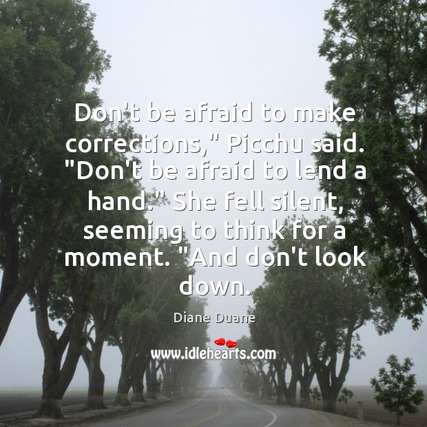 Don’t be afraid to make corrections,” Picchu said. “Don’t be afraid to Don’t Be Afraid Quotes Image