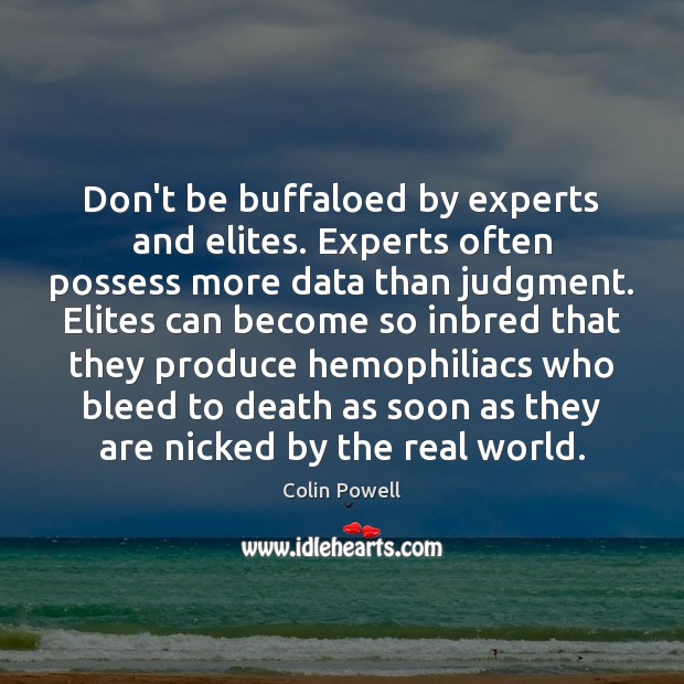Don’t be buffaloed by experts and elites. Experts often possess more data Image