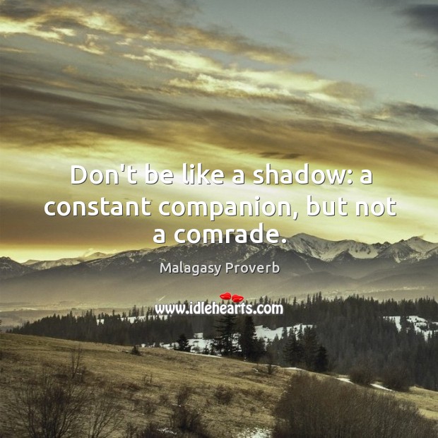 Don’t be like a shadow: a constant companion, but not a comrade. Malagasy Proverbs Image
