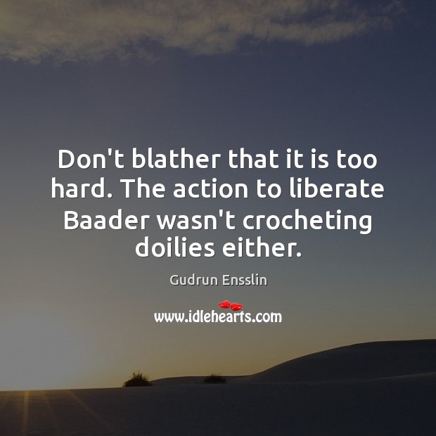 Don’t blather that it is too hard. The action to liberate Baader Liberate Quotes Image