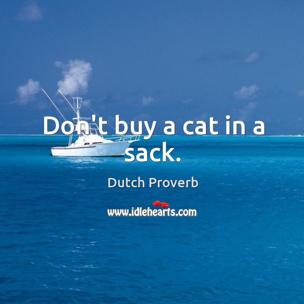Don’t buy a cat in a sack. Image