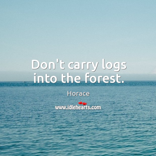 Don’t carry logs into the forest. Image