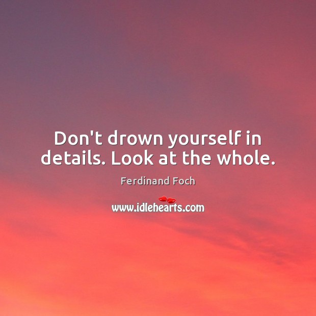 Don’t drown yourself in details. Look at the whole. Ferdinand Foch Picture Quote