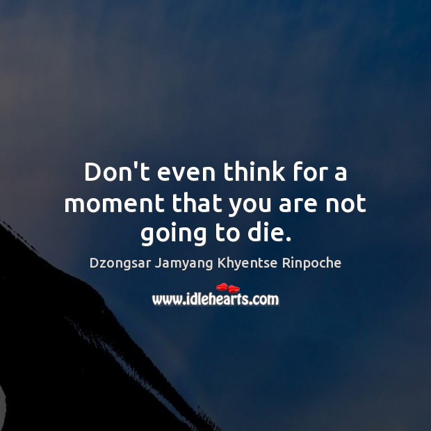 Don’t even think for a moment that you are not going to die. Dzongsar Jamyang Khyentse Rinpoche Picture Quote