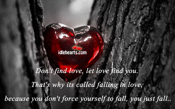 Don’t find love, let love find you. Image