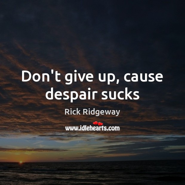 Don’t give up, cause despair sucks Rick Ridgeway Picture Quote