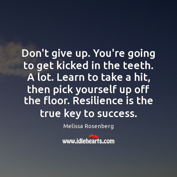 Don’t give up. You’re going to get kicked in the teeth. A Melissa Rosenberg Picture Quote