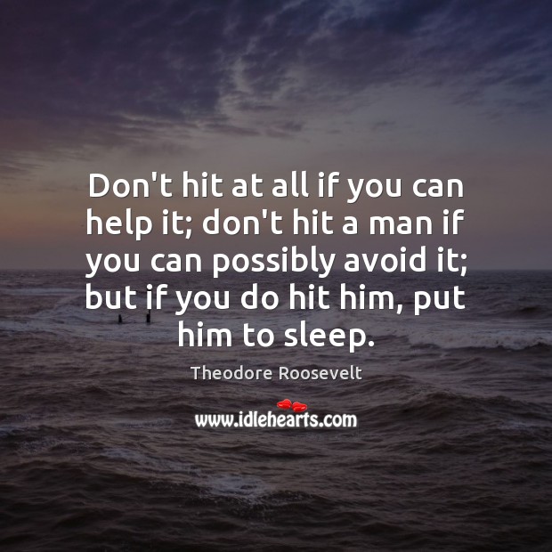 Don’t hit at all if you can help it; don’t hit a Theodore Roosevelt Picture Quote