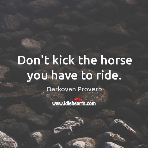 Don’t kick the horse you have to ride. Image
