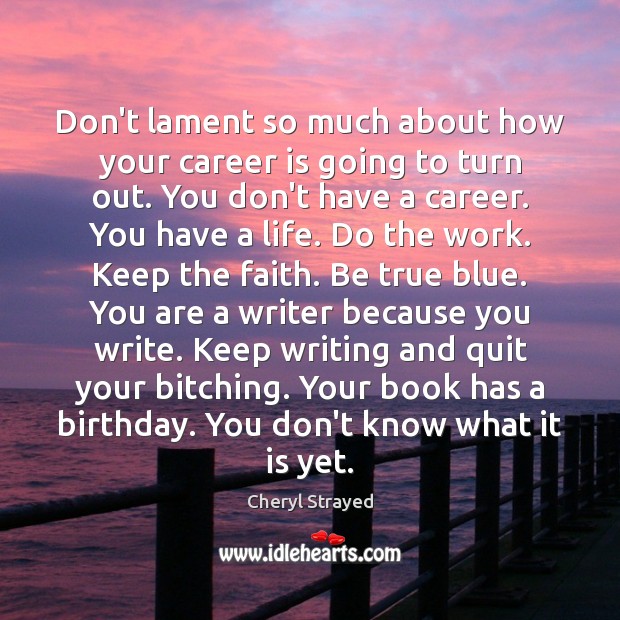 Don’t lament so much about how your career is going to turn Cheryl Strayed Picture Quote