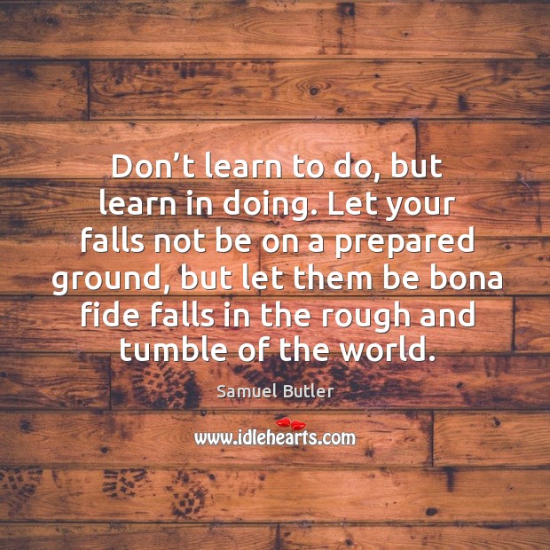 Don’t learn to do, but learn in doing. Image
