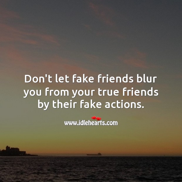 Don’t let fake friends blur you from your true friends by their fake actions. Venkat Desireddy Picture Quote