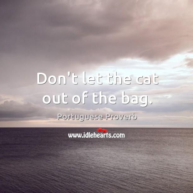 Don’t let the cat out of the bag. Image