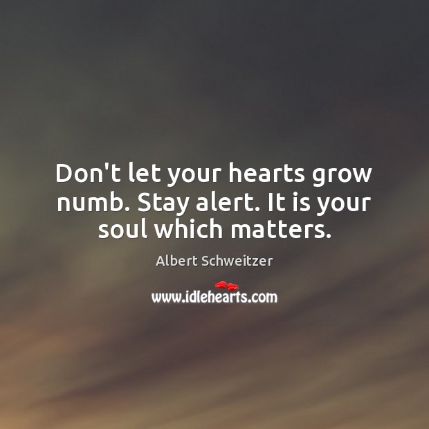 Don’t let your hearts grow numb. Stay alert. It is your soul which matters. Image