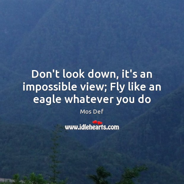 Don’t look down, it’s an impossible view; Fly like an eagle whatever you do Image