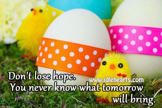 You never know what tomorrow will bring. Image