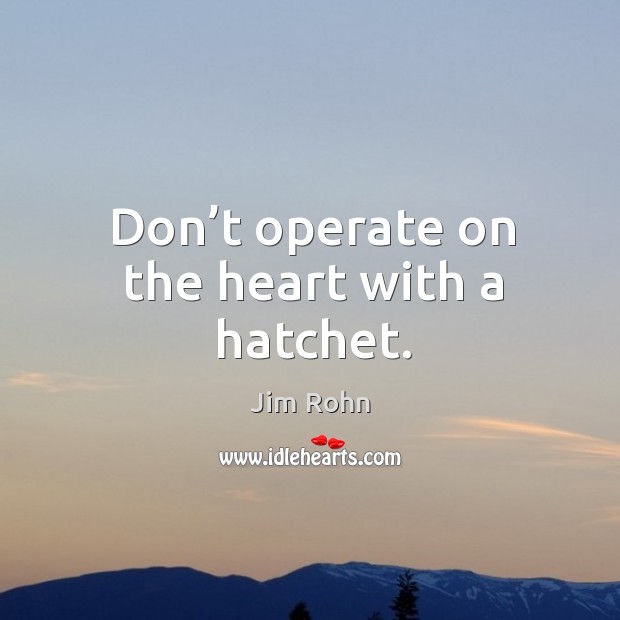 Don’t operate on the heart with a hatchet. Image