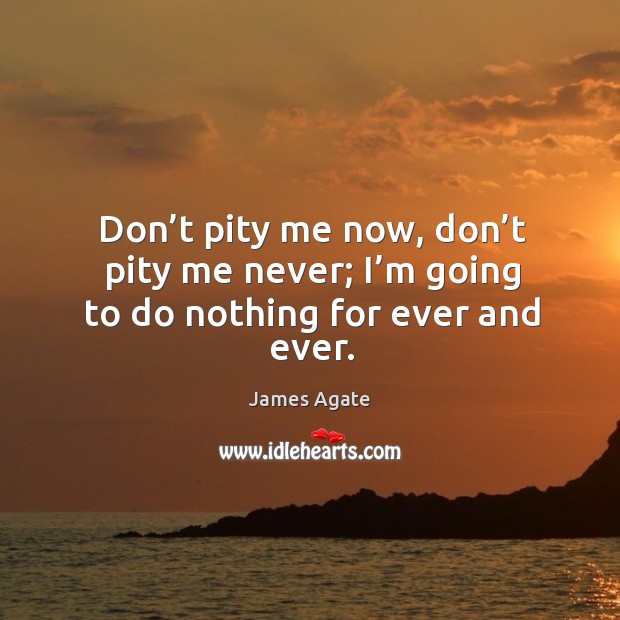 Don’t pity me now, don’t pity me never; I’m going to do nothing for ever and ever. James Agate Picture Quote
