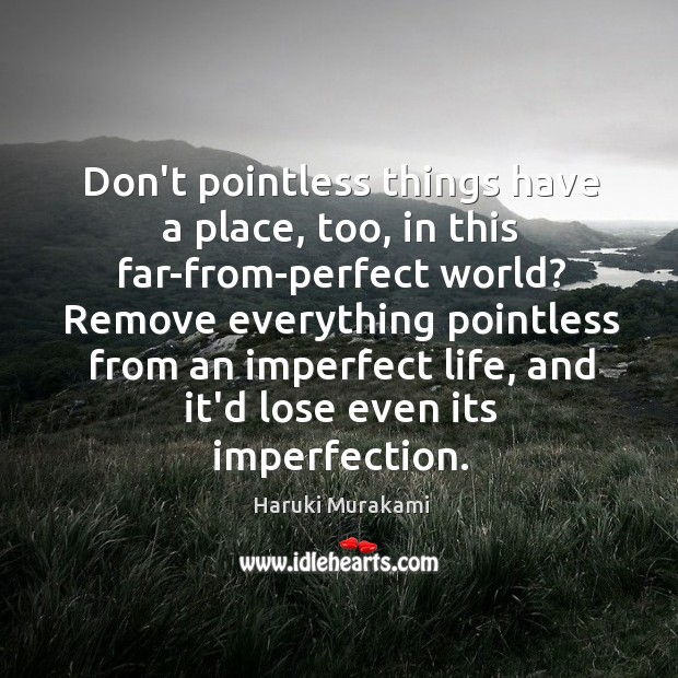 Don’t pointless things have a place, too, in this far-from-perfect world? Remove Imperfection Quotes Image