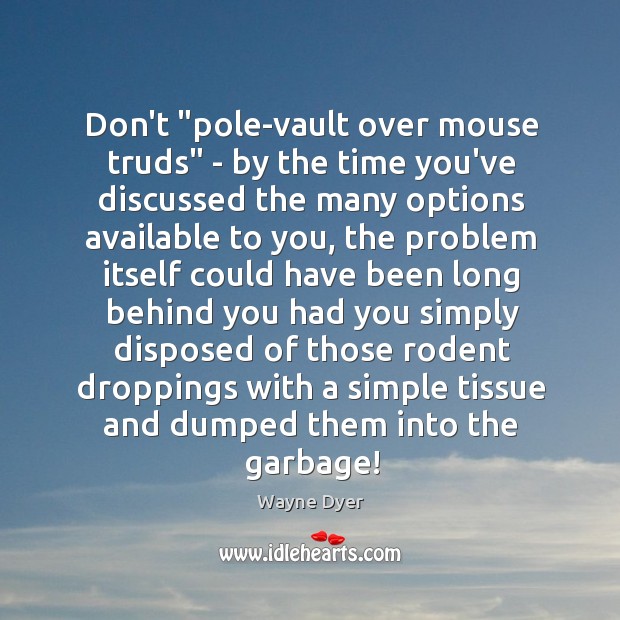 Don’t “pole-vault over mouse truds” – by the time you’ve discussed the Wayne Dyer Picture Quote