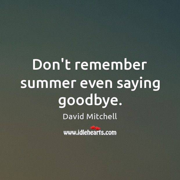 Don’t remember summer even saying goodbye. David Mitchell Picture Quote