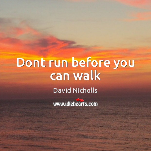 Dont run before you can walk David Nicholls Picture Quote
