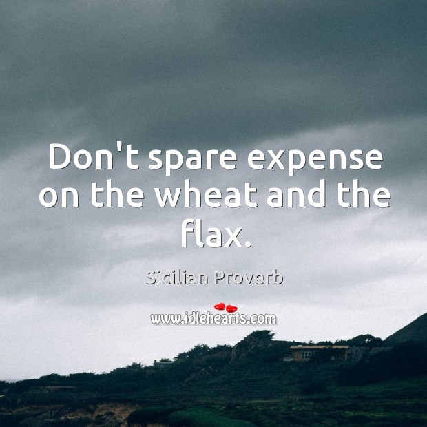 Don’t spare expense on the wheat and the flax. Sicilian Proverbs Image