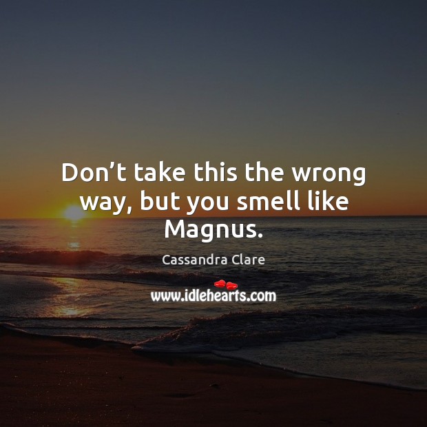 Don’t take this the wrong way, but you smell like Magnus. Cassandra Clare Picture Quote