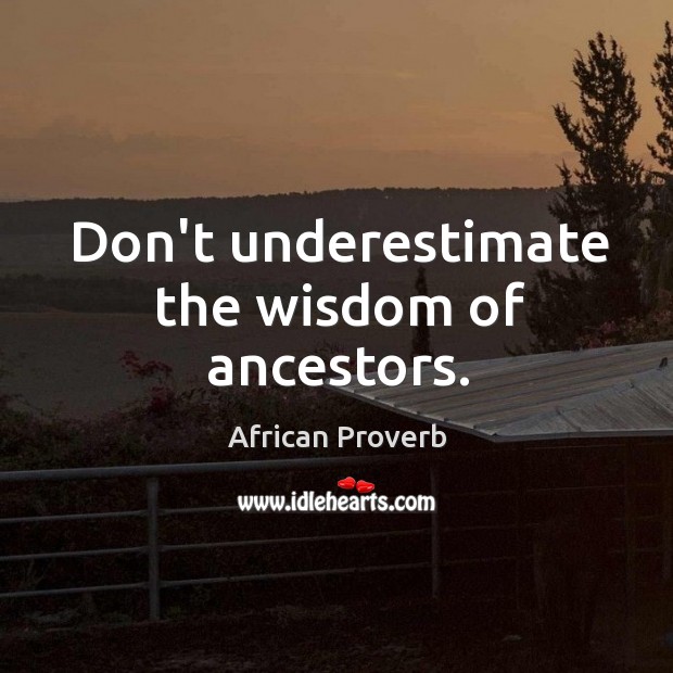 Don’t underestimate the wisdom of ancestors. Underestimate Quotes Image