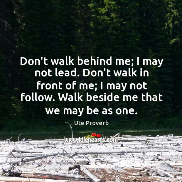Don’t walk behind me; I may not lead. Ute Proverbs Image