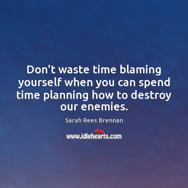 Don’t waste time blaming yourself when you can spend time planning how Sarah Rees Brennan Picture Quote