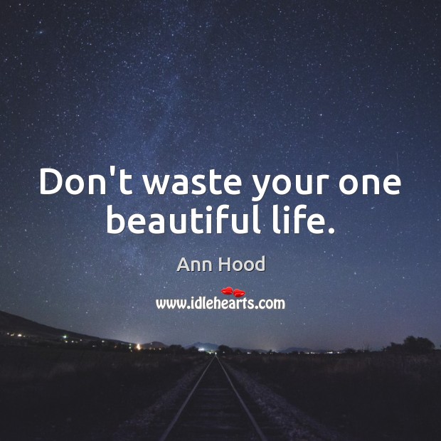 Don’t waste your one beautiful life. Ann Hood Picture Quote