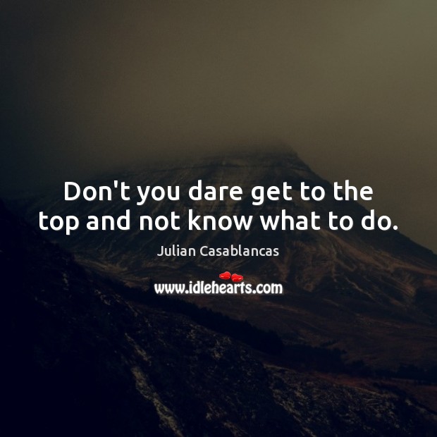 Don’t you dare get to the top and not know what to do. Julian Casablancas Picture Quote