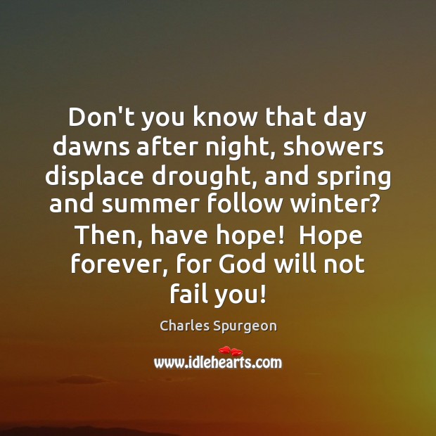 Don’t you know that day dawns after night, showers displace drought, and Image