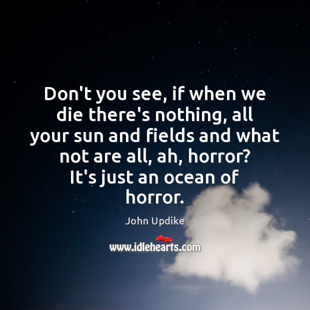 Don’t you see, if when we die there’s nothing, all your sun John Updike Picture Quote