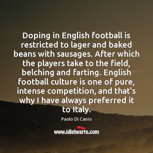 Doping in English football is restricted to lager and baked beans with Image