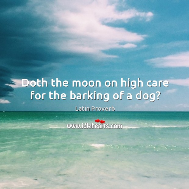 Doth the moon on high care for the barking of a dog? Latin Proverbs Image