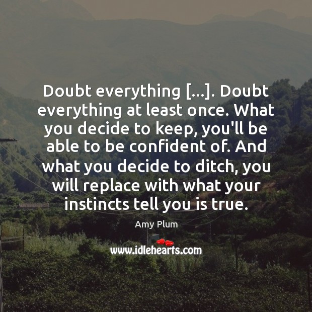 Doubt everything […]. Doubt everything at least once. What you decide to keep, Amy Plum Picture Quote